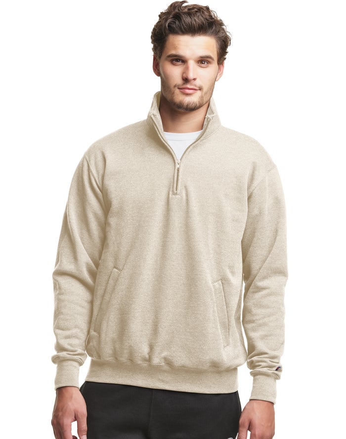 Sudadera Champion Hombre - Powerblend Fleece 1/4 Zip With Pockets ( Creme ) 5029713-VD